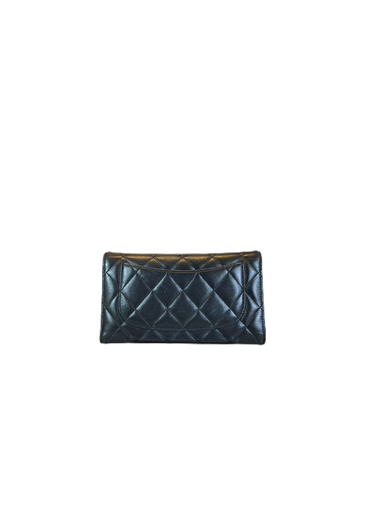 Preloved Chanel Black Leather Lambskin Quilted Wallet Purse