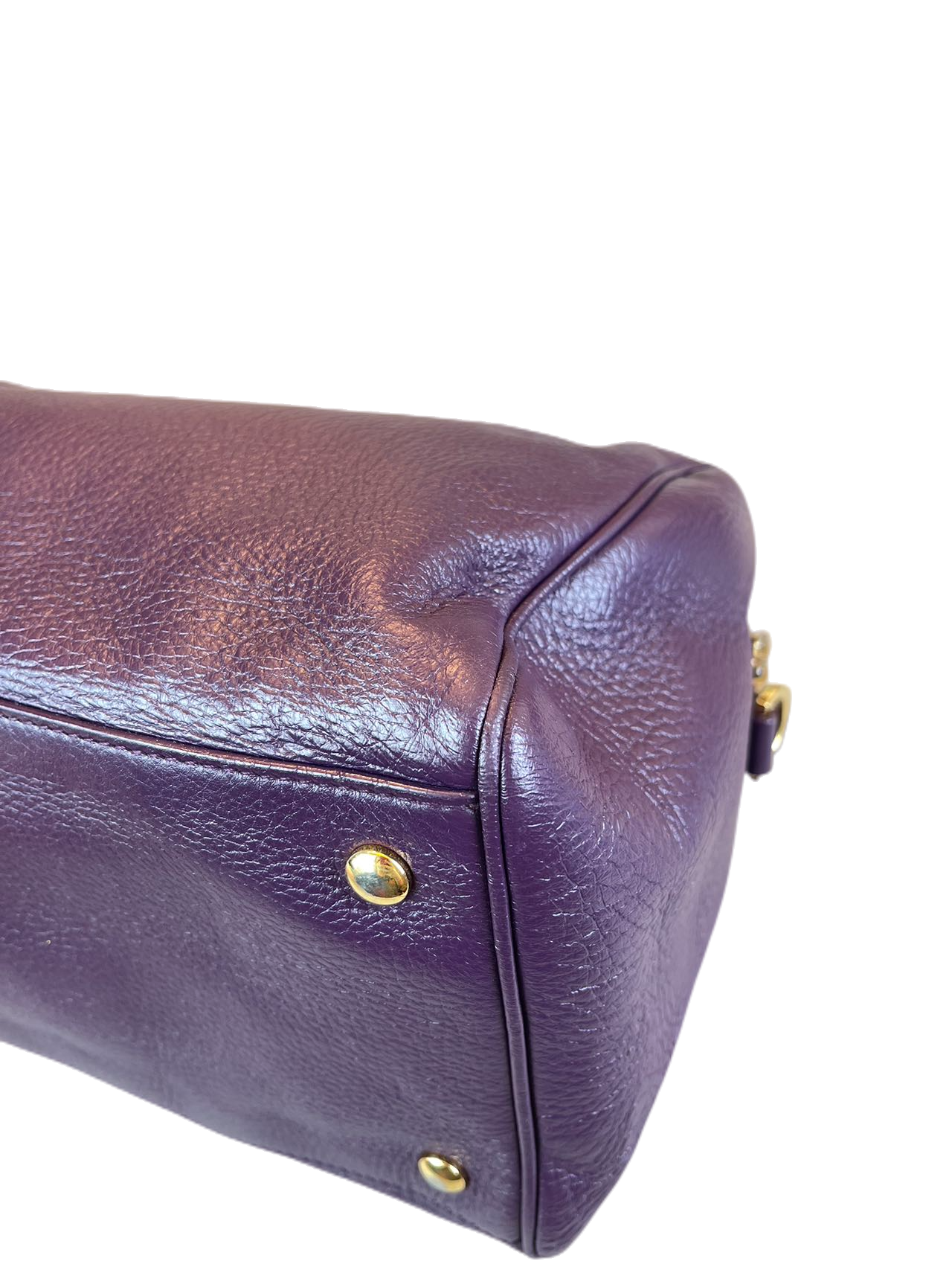 Versace Purple Leather Boston Bag Satchel Handbag