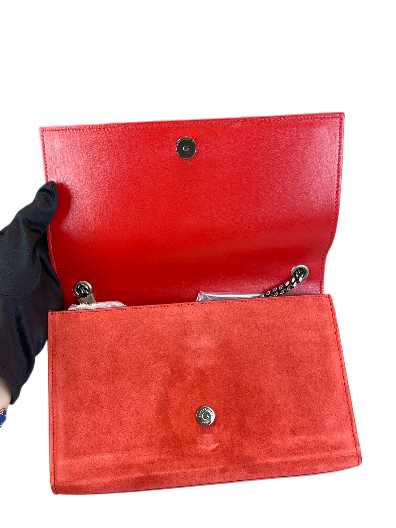 Yves Saint Laurent Velvet Orange Red Kate Shoulder Bag