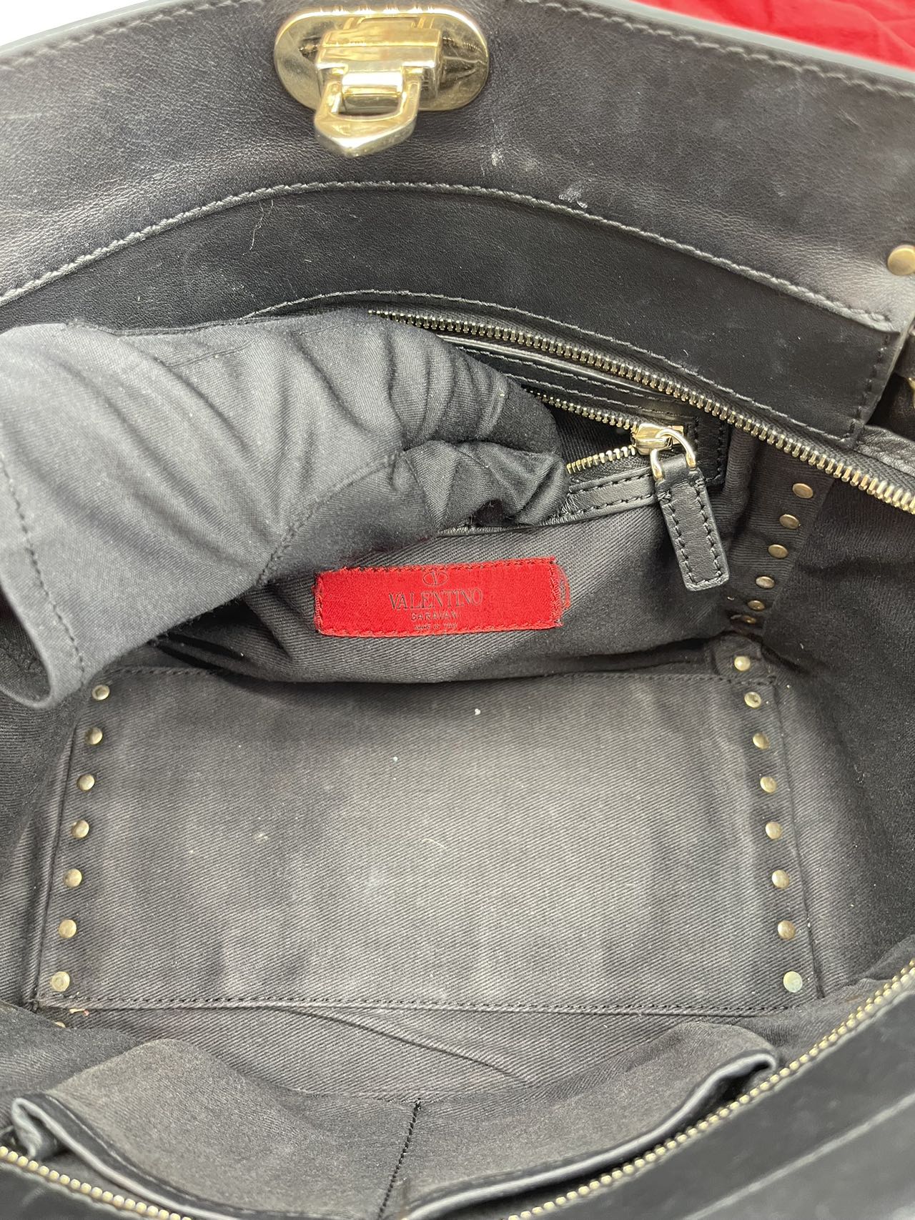 Valentino Black Leather RockStud Shoulder Bag