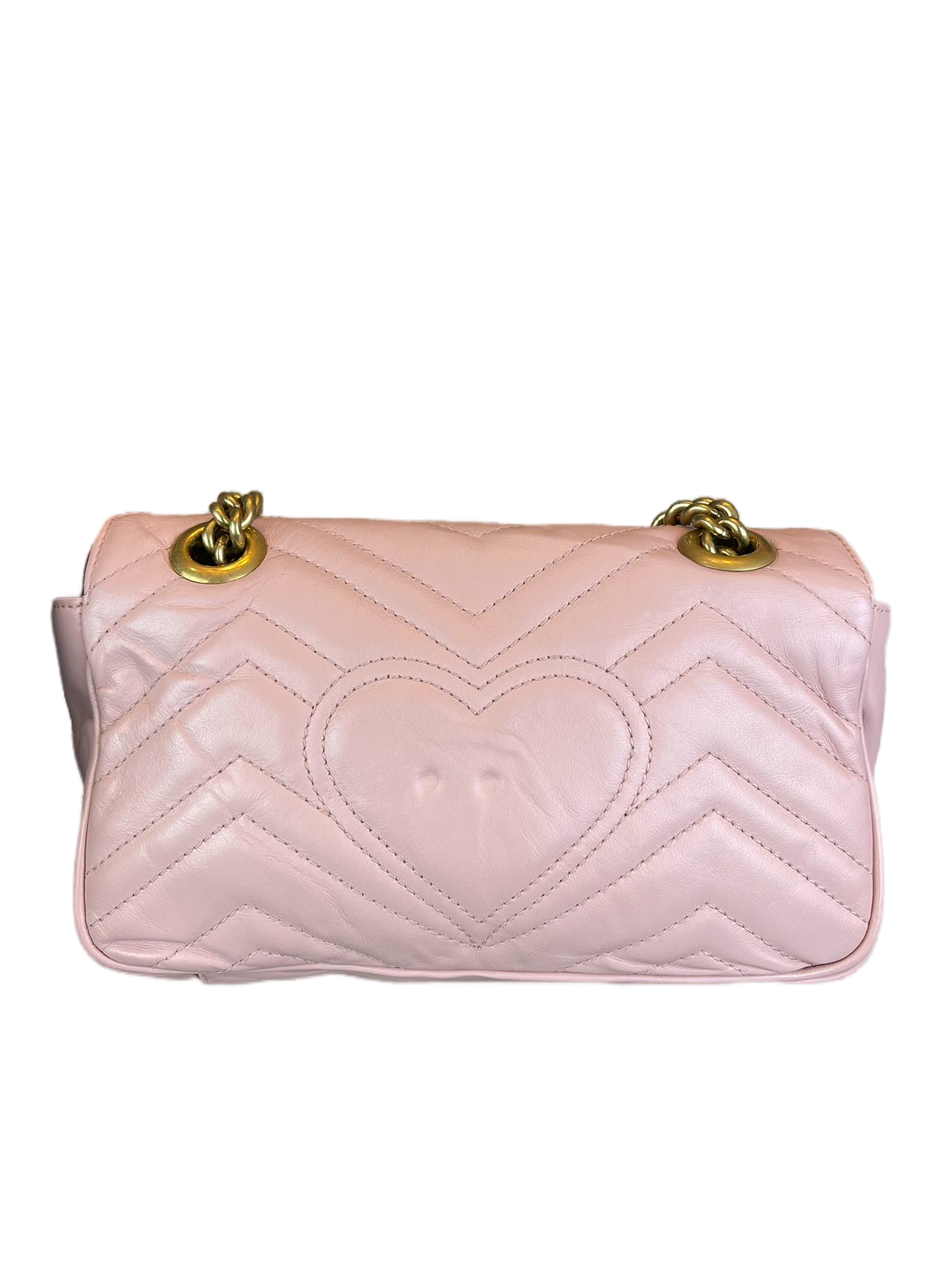 Preloved Gucci GG Logo Pink Leather Mini Marmont Shoulder Bag
