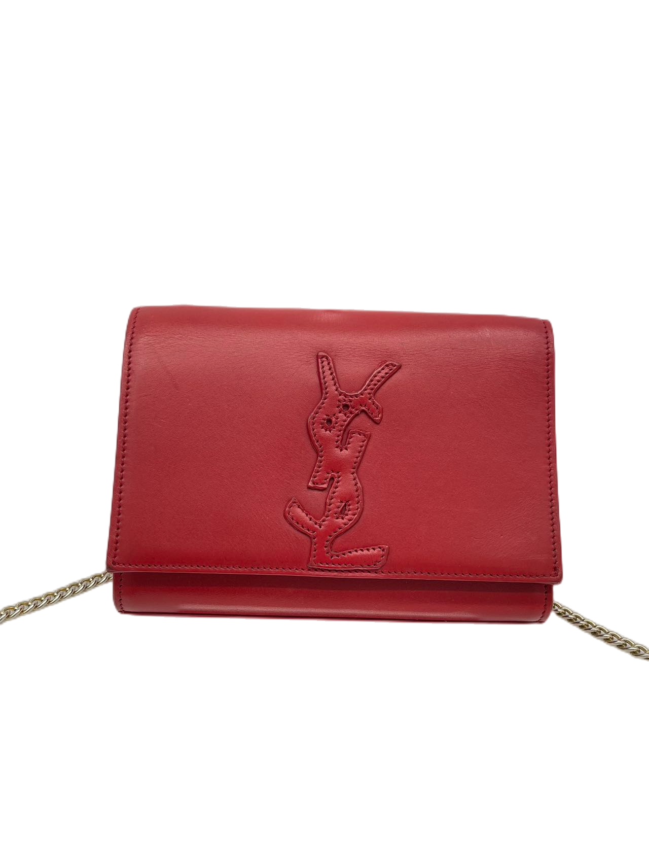 Yves Saint Laurent Red Leather YSL Logo Kate Chain Shoulder Bag