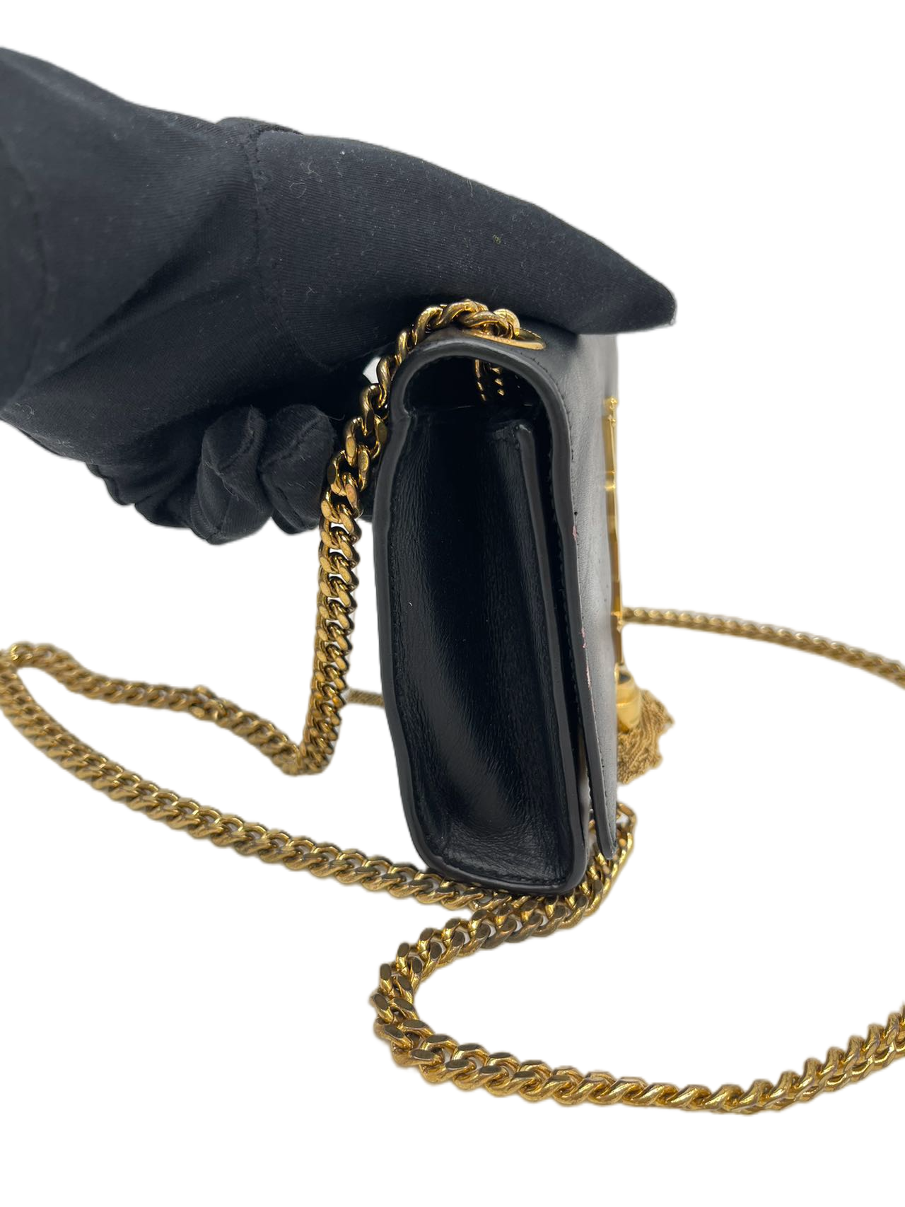YSL Yves Saint Laurent Black Leather Kate Chain Shoulder Bag Crossbody