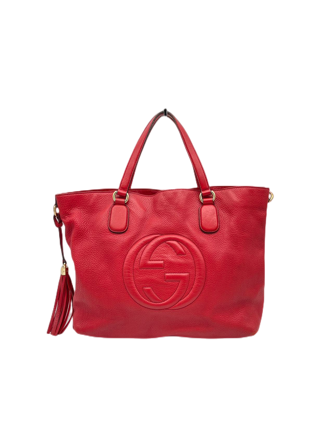 Preloved Gucci GG Logo Red Leather Soho Tassel Bag Satchel
