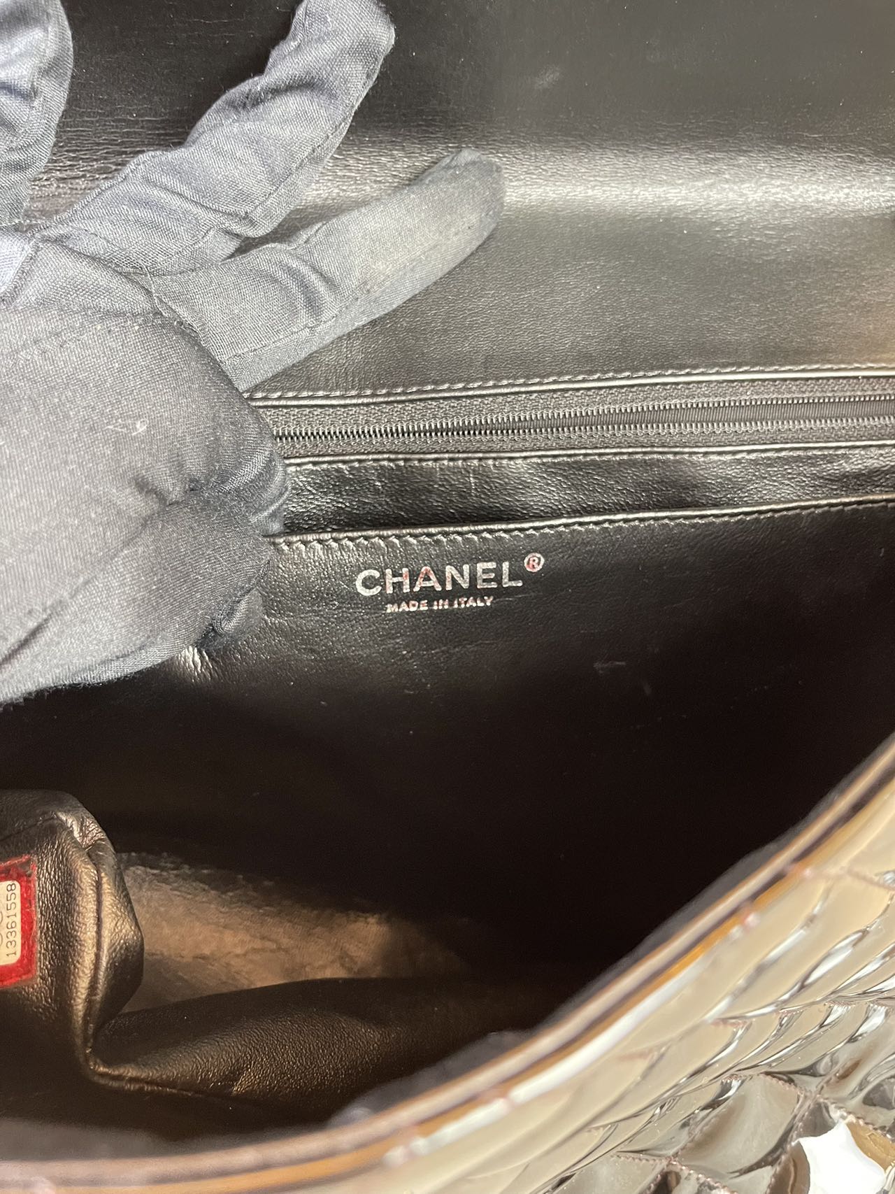 Preloved CHANEL Black Patent Leather Jumbo Classic Flap Shoulder Bag