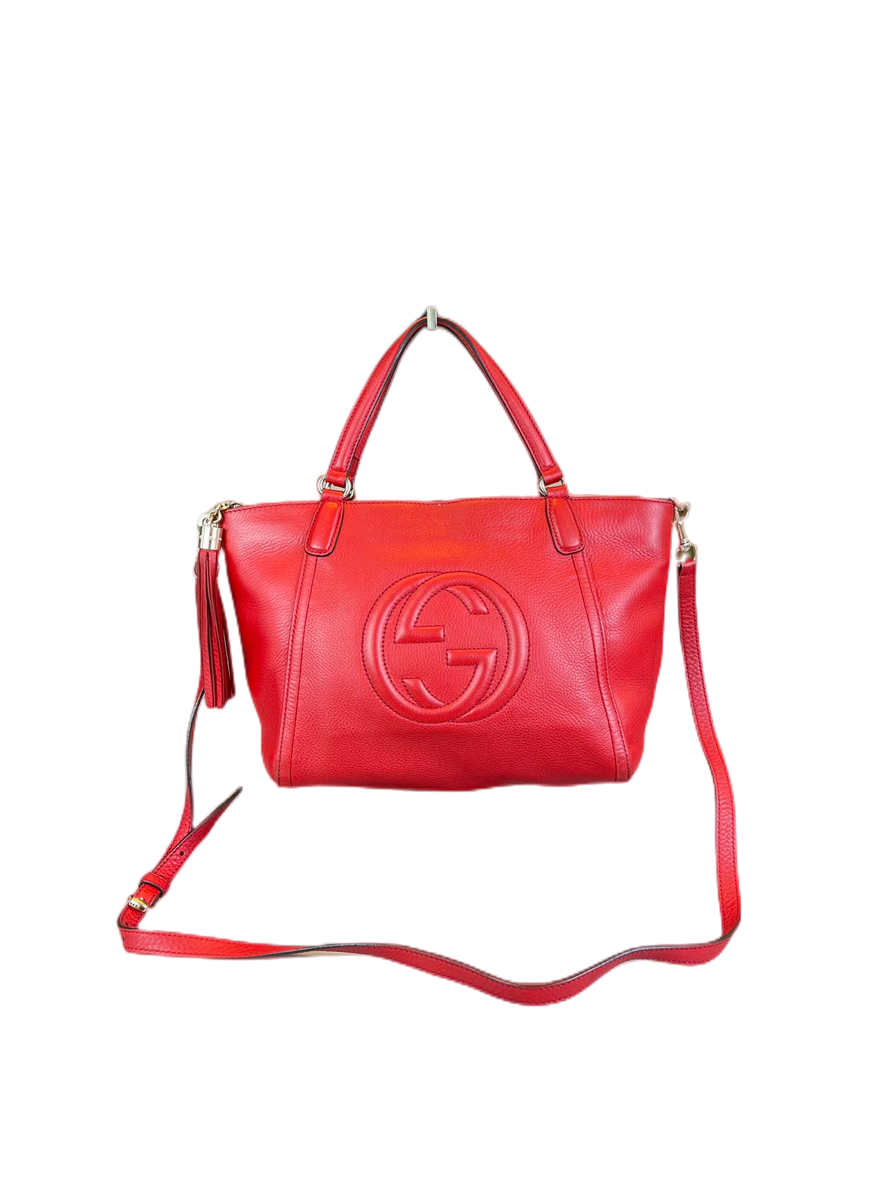 Preloved Gucci GG Logo Red Leather Soho Shoulder Bag