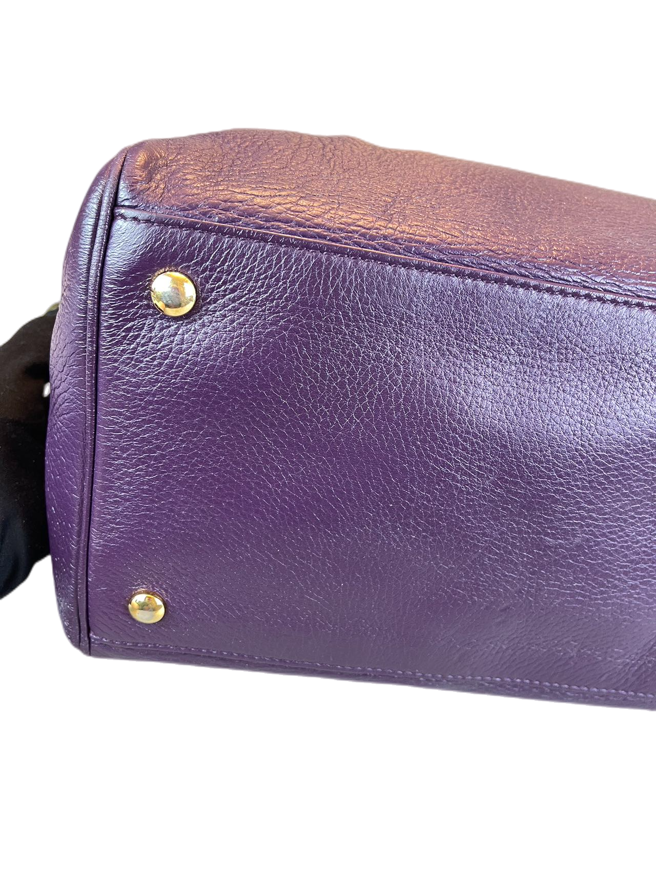 Versace Purple Leather Boston Bag Satchel Handbag