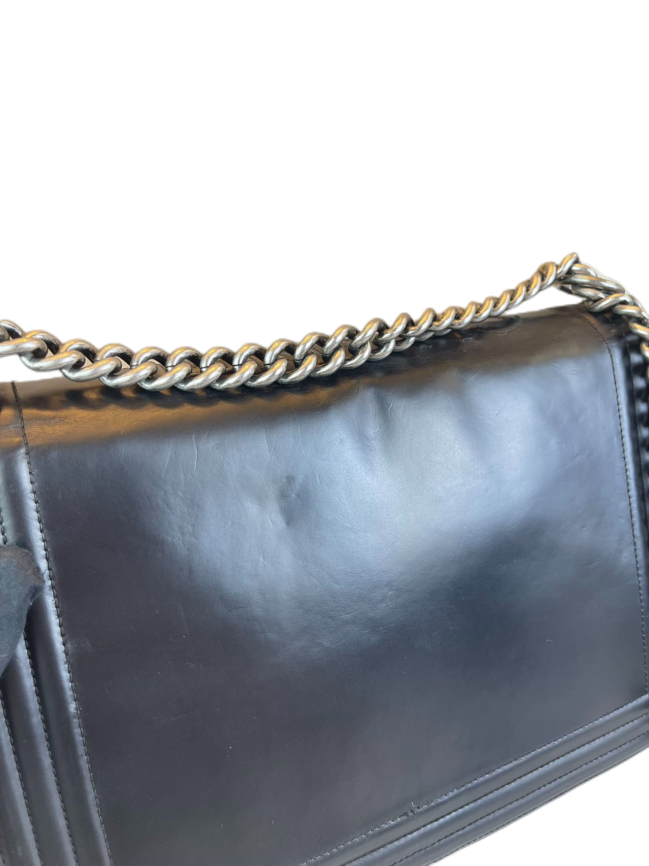 Preloved Chanel Black Leather XL Boy Bag Shoulder Bag