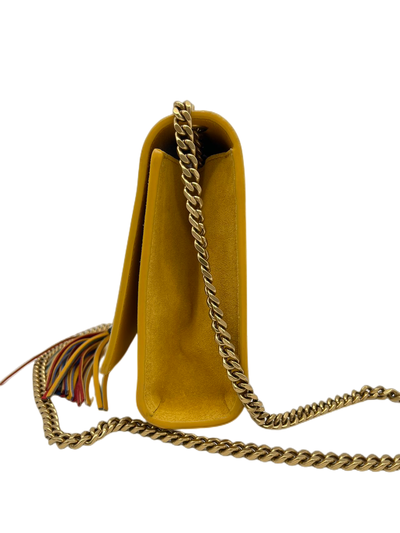 YSL Yves Saint Laurent Yellow Suede Kate Chain Shoulder Bag