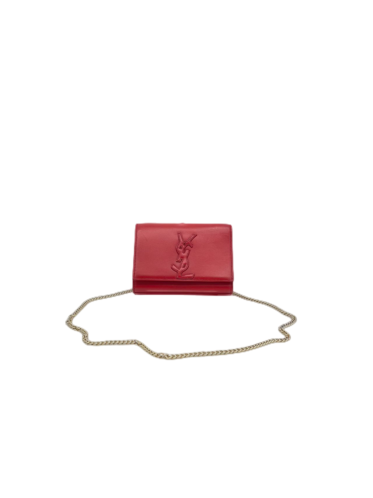 Yves Saint Laurent Red Leather YSL Logo Kate Chain Shoulder Bag