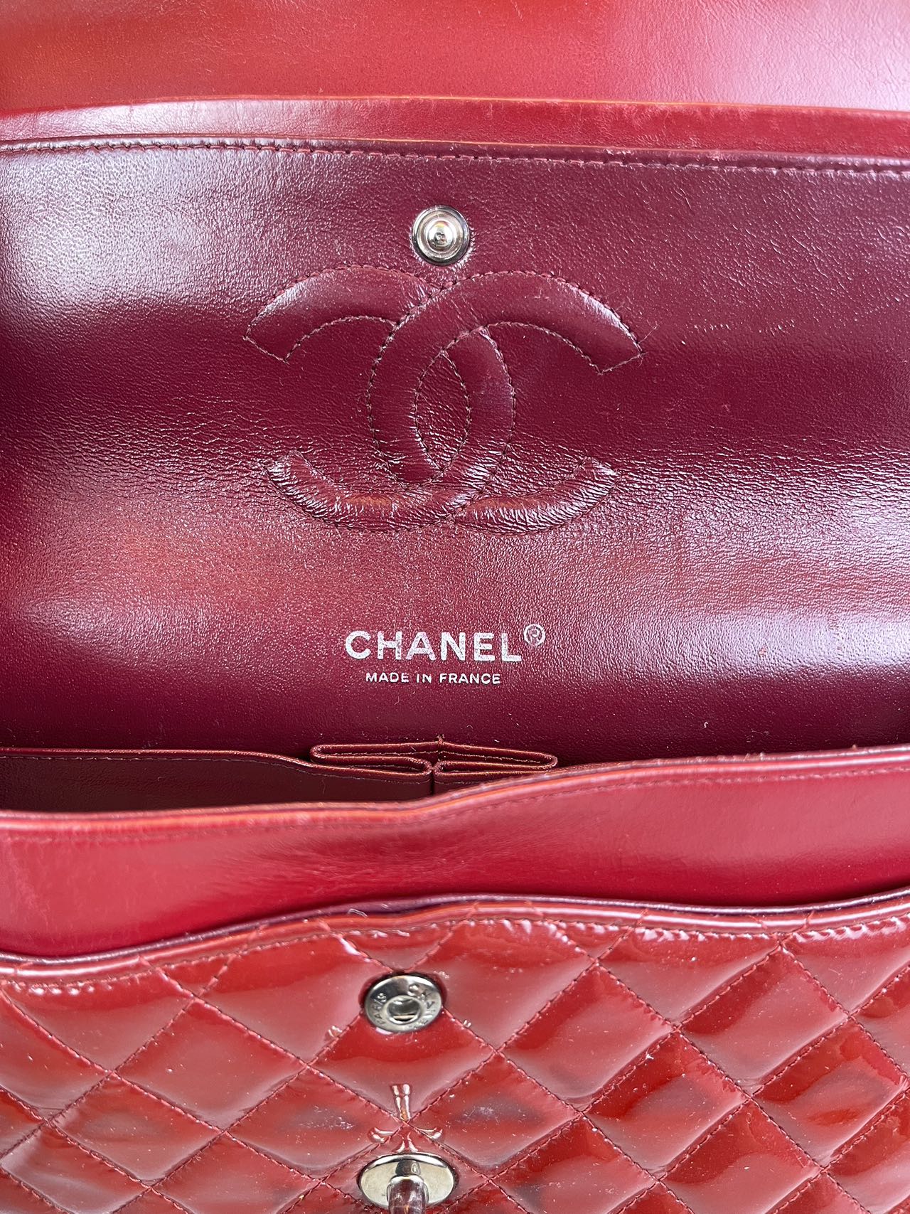Preloved Chanel Patent Leather Classic Double Flap Shoulder Bag
