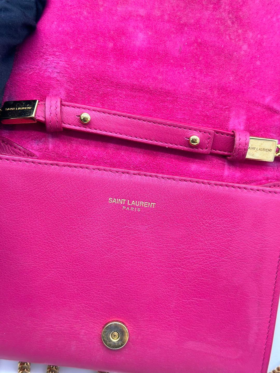 Preloved Saint Laurent Pink Leather Y Logo Shoulder Bag Crossbody
