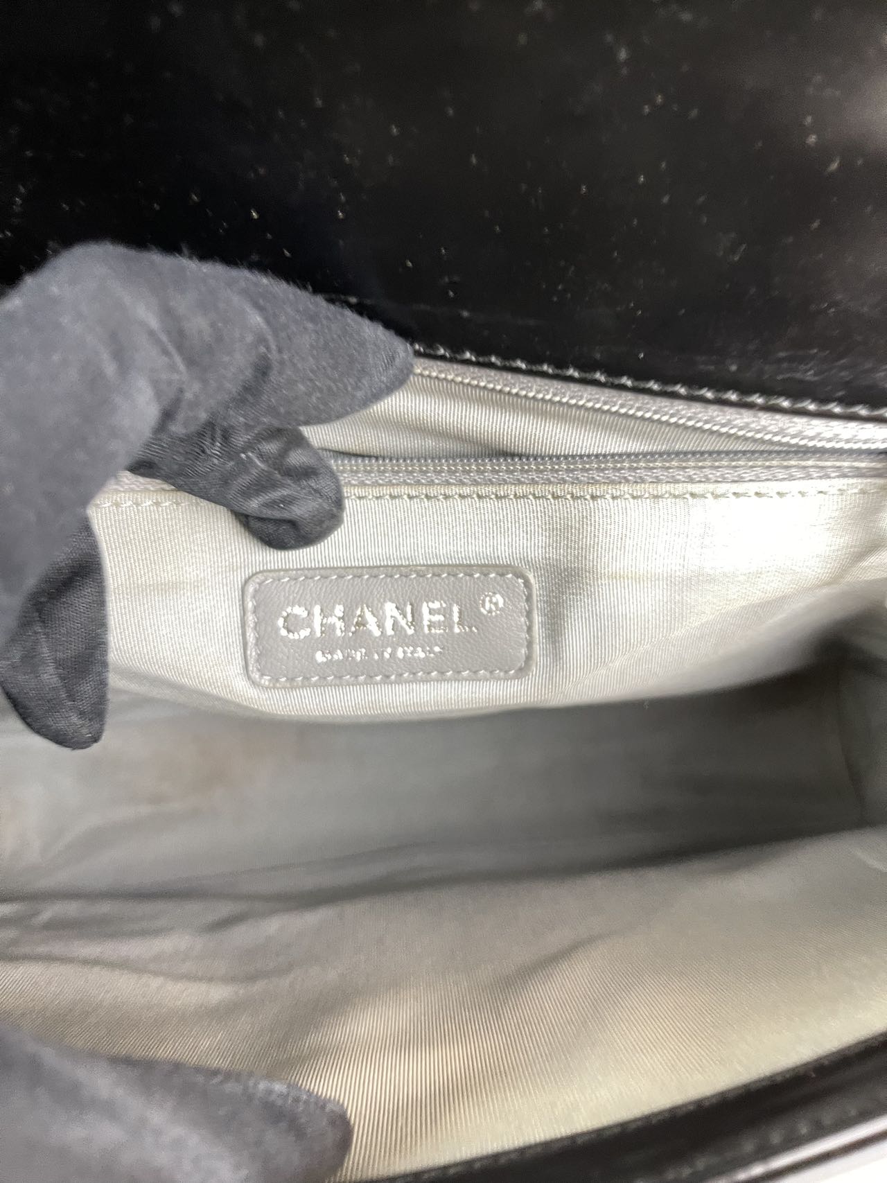 Preloved Chanel Black Leather XL Boy Bag Shoulder Bag