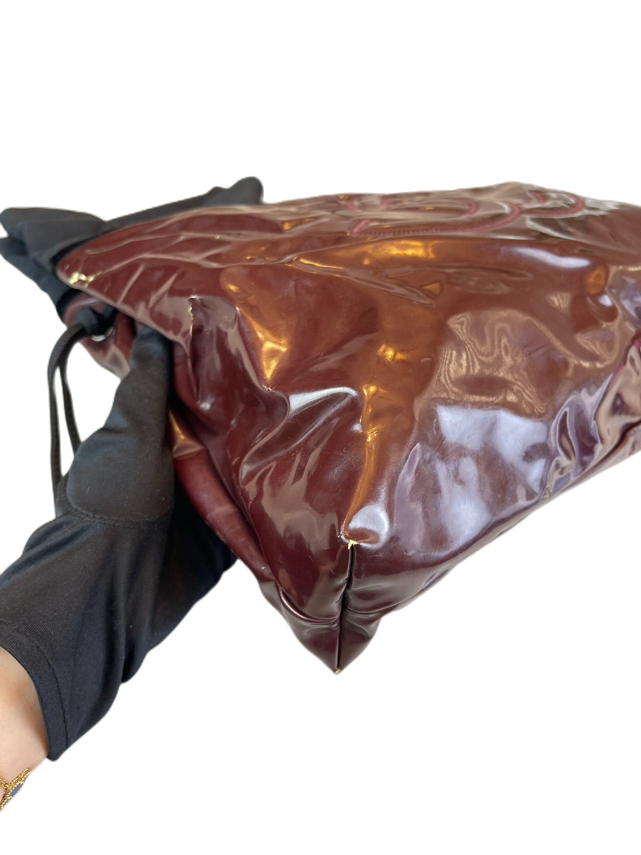 Preloved CHANEL Patent Leather C Logo Shoulder Bag Satchel