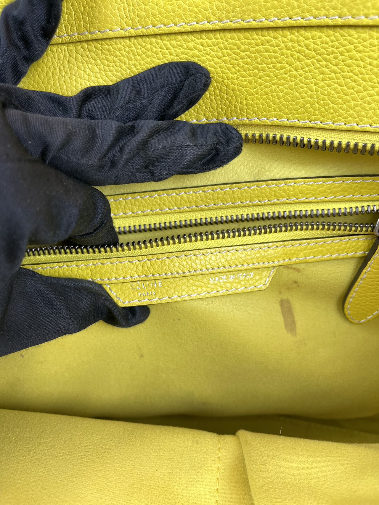 Preloved Celine Yellow Leather Mini Luggage Totes Shoulder Bag