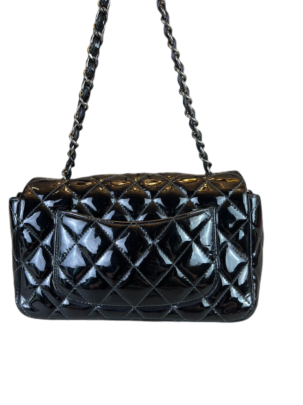 Preloved CHANEL Black Patent Leather Mini Classic Flap Shoulder Bag