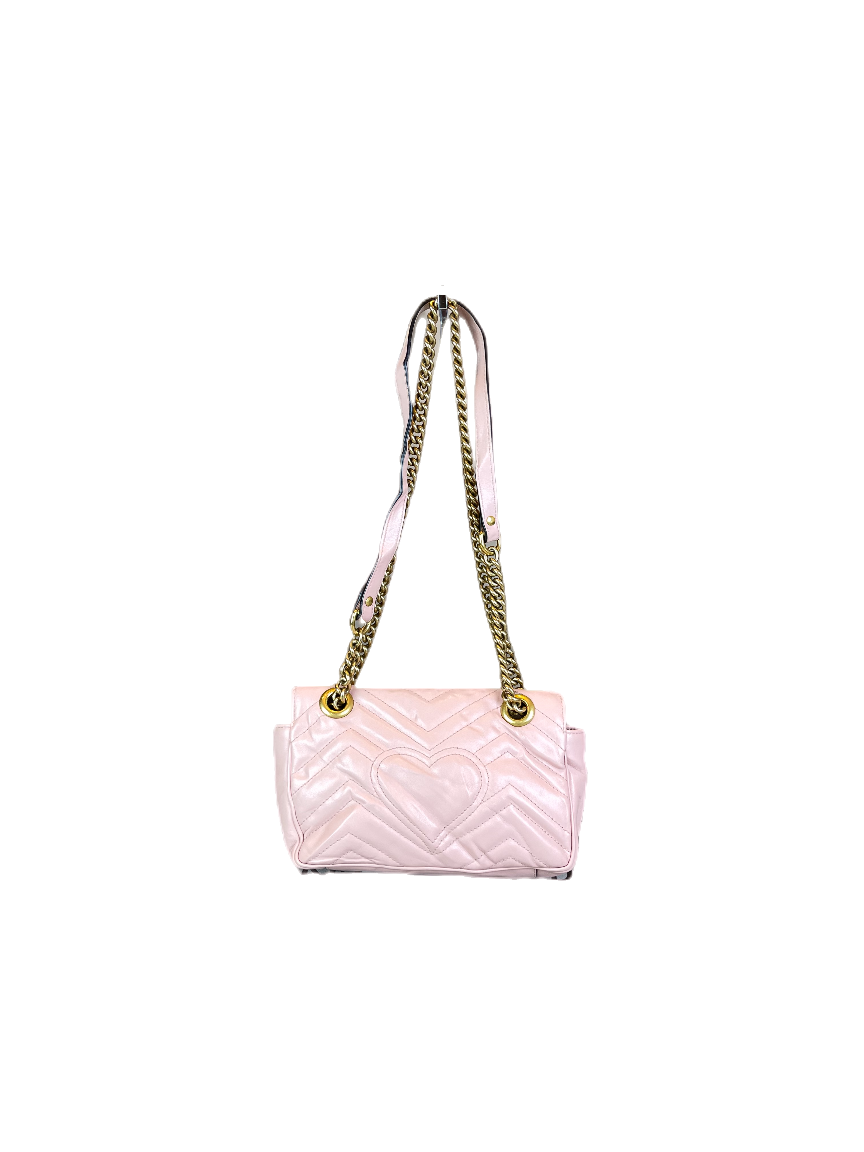 Preloved Gucci GG Logo Pink Leather Small Marmont Shoulder Bag Crossbody